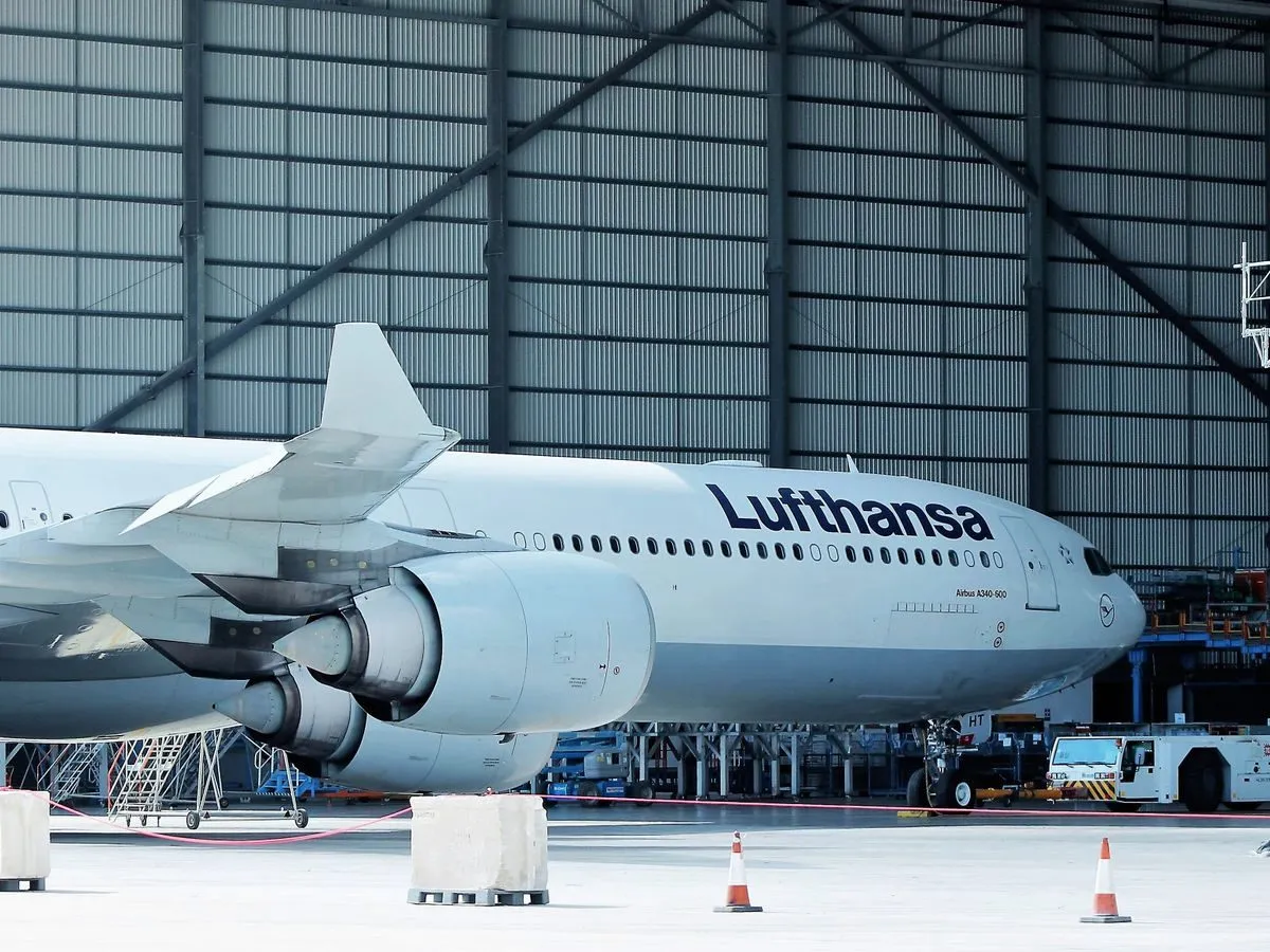 Airliner under maintenance in a hangar