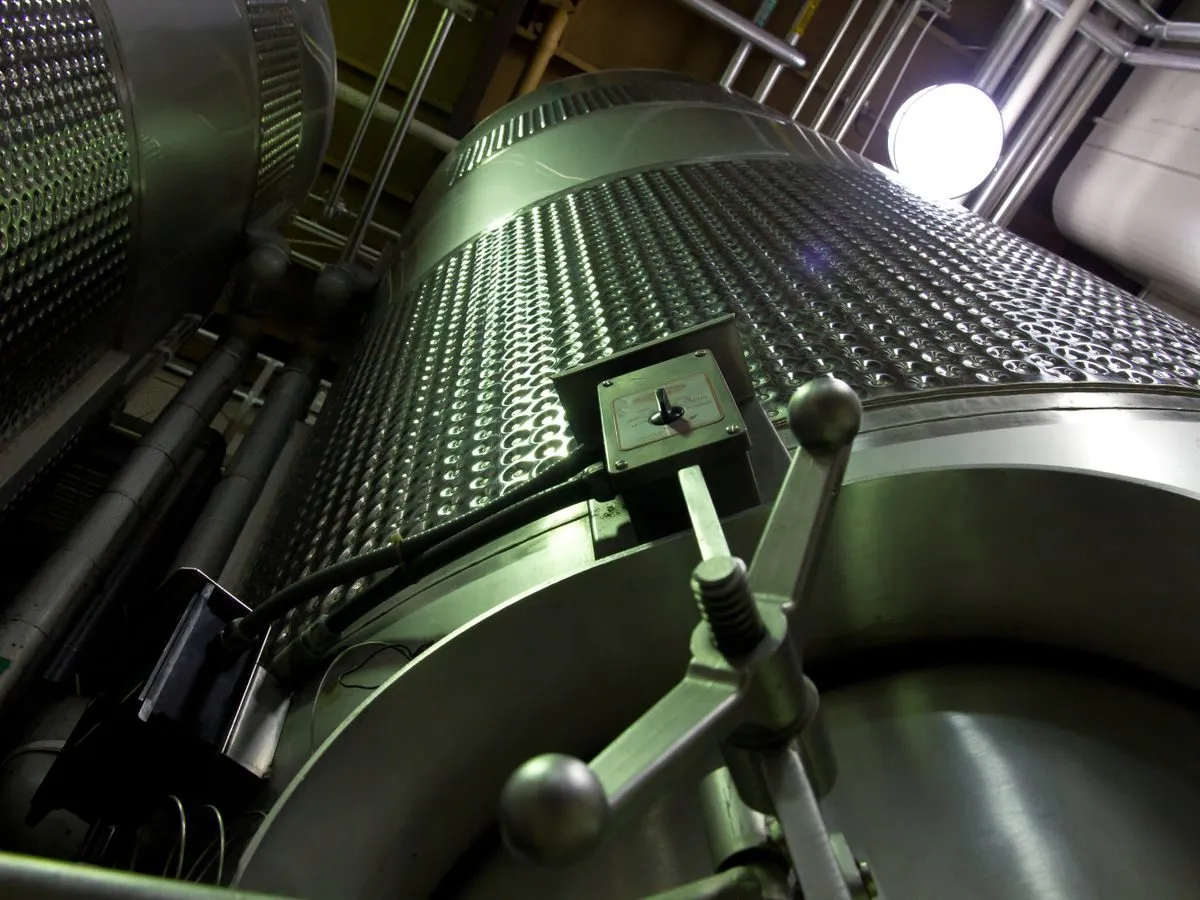 Stainless steel tanks in an industrial plant