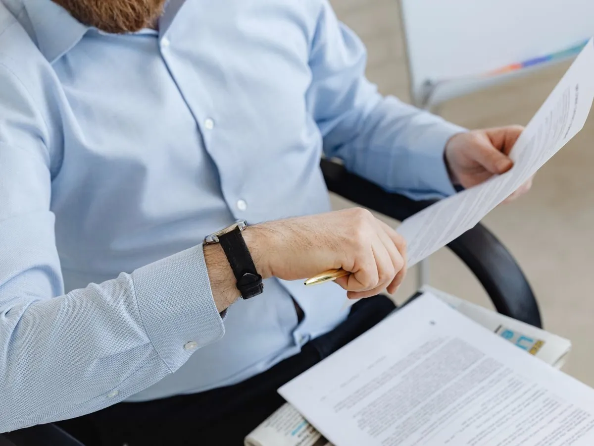 Businessman reviewing documents
