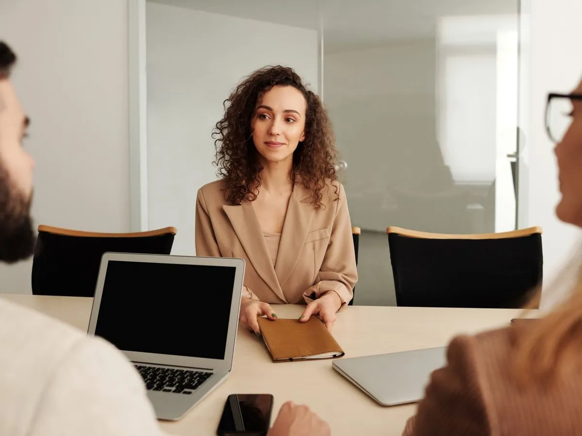 An HR interview in a bright modern office